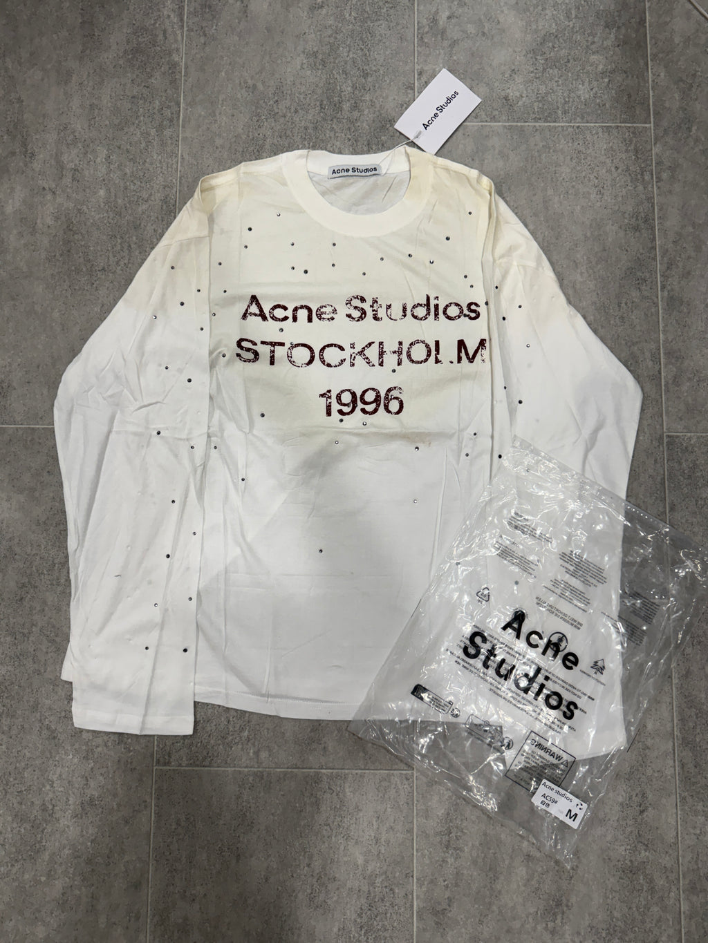 White Rhinestone Long sleeve