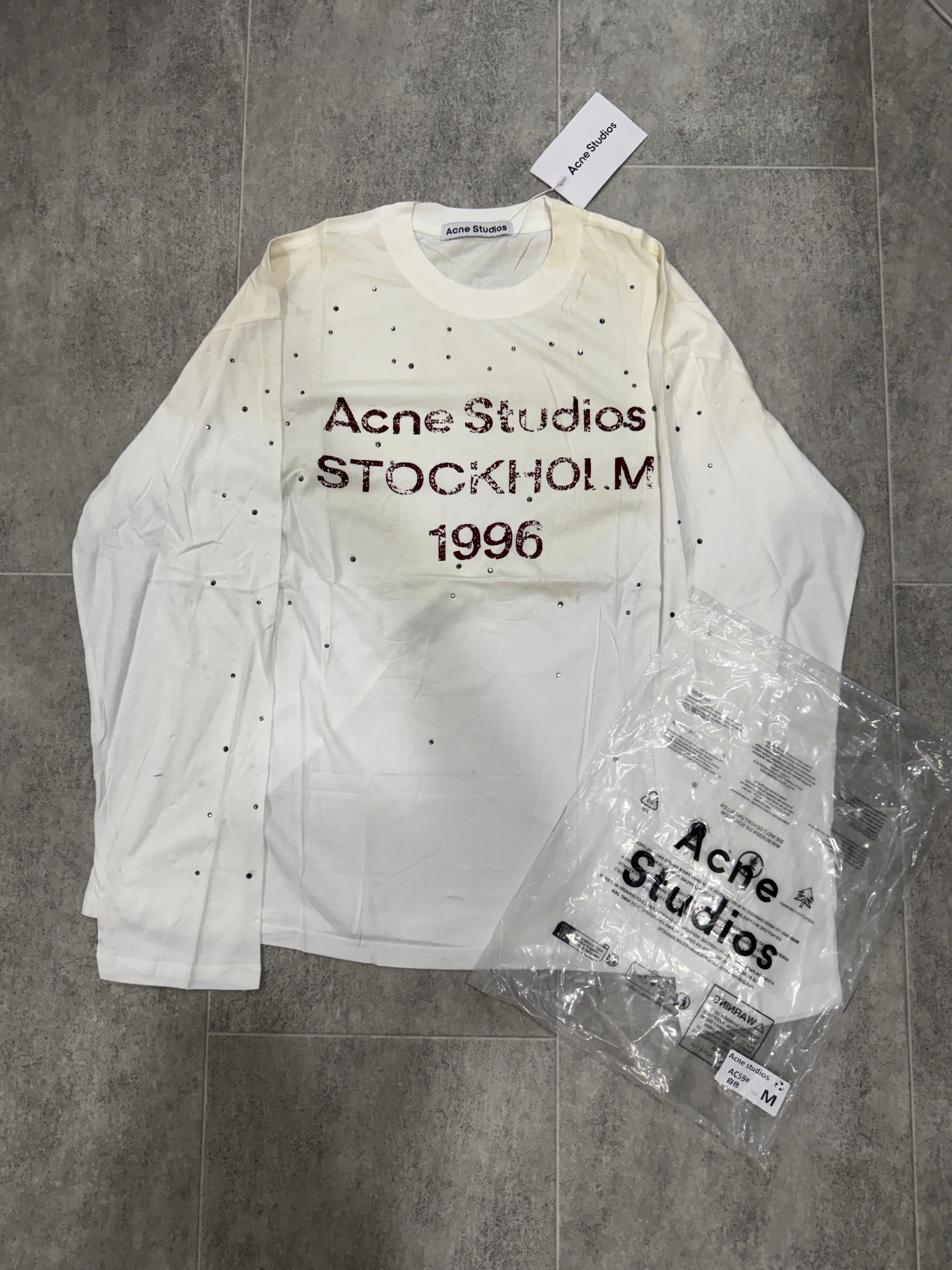 White Rhinestone Long sleeve