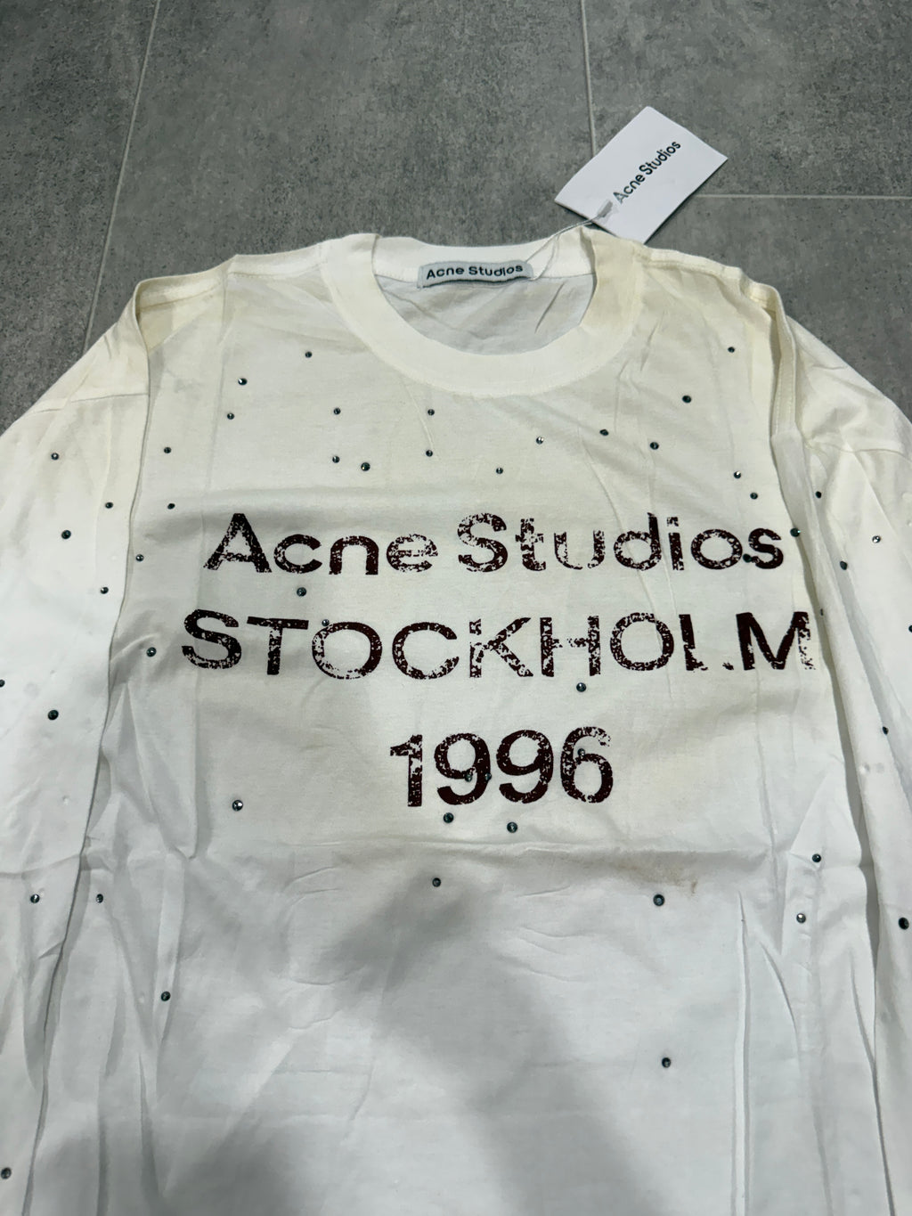 White Rhinestone Long sleeve