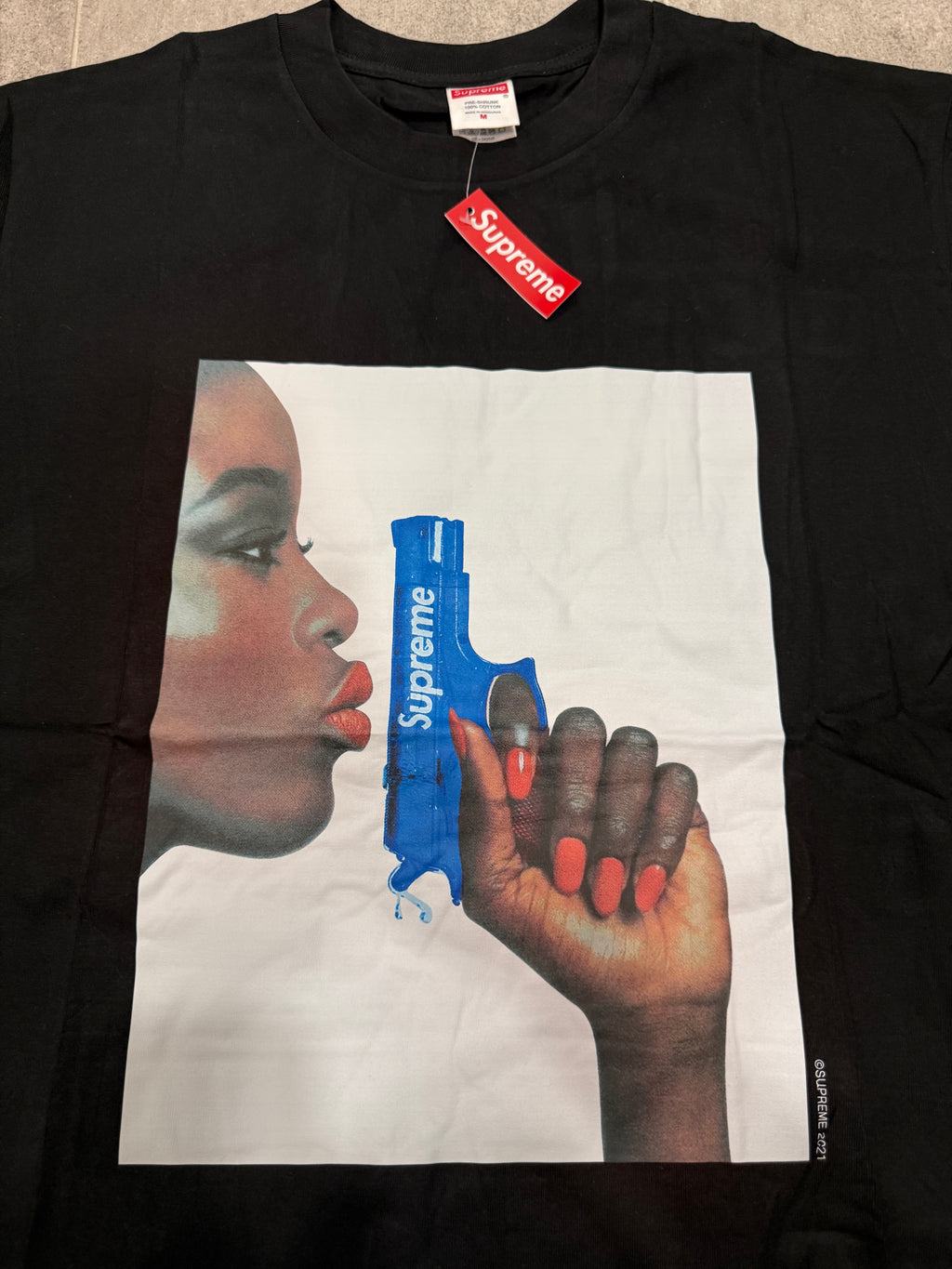 Black Shirt blue Gun