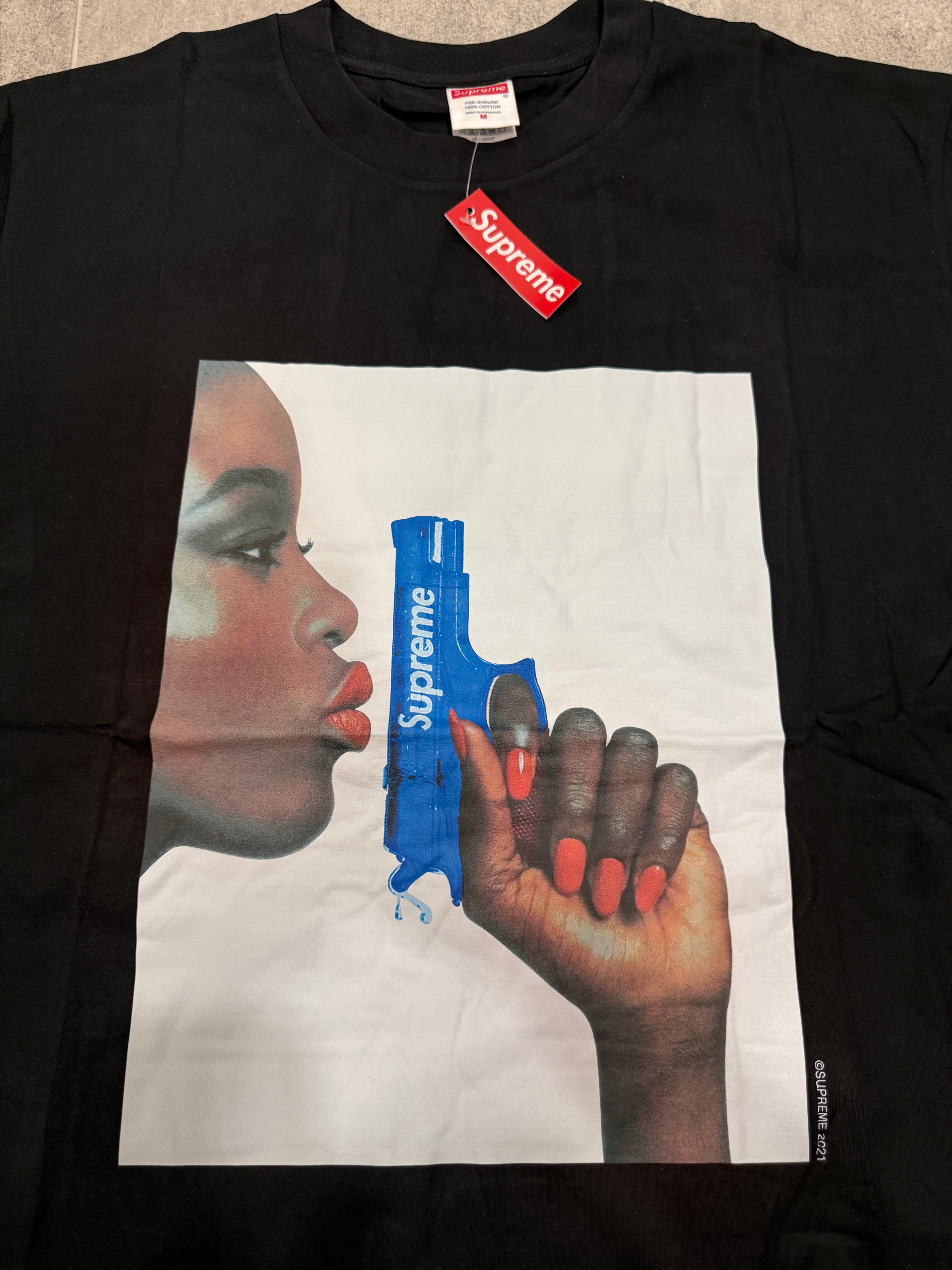 Black Shirt blue Gun