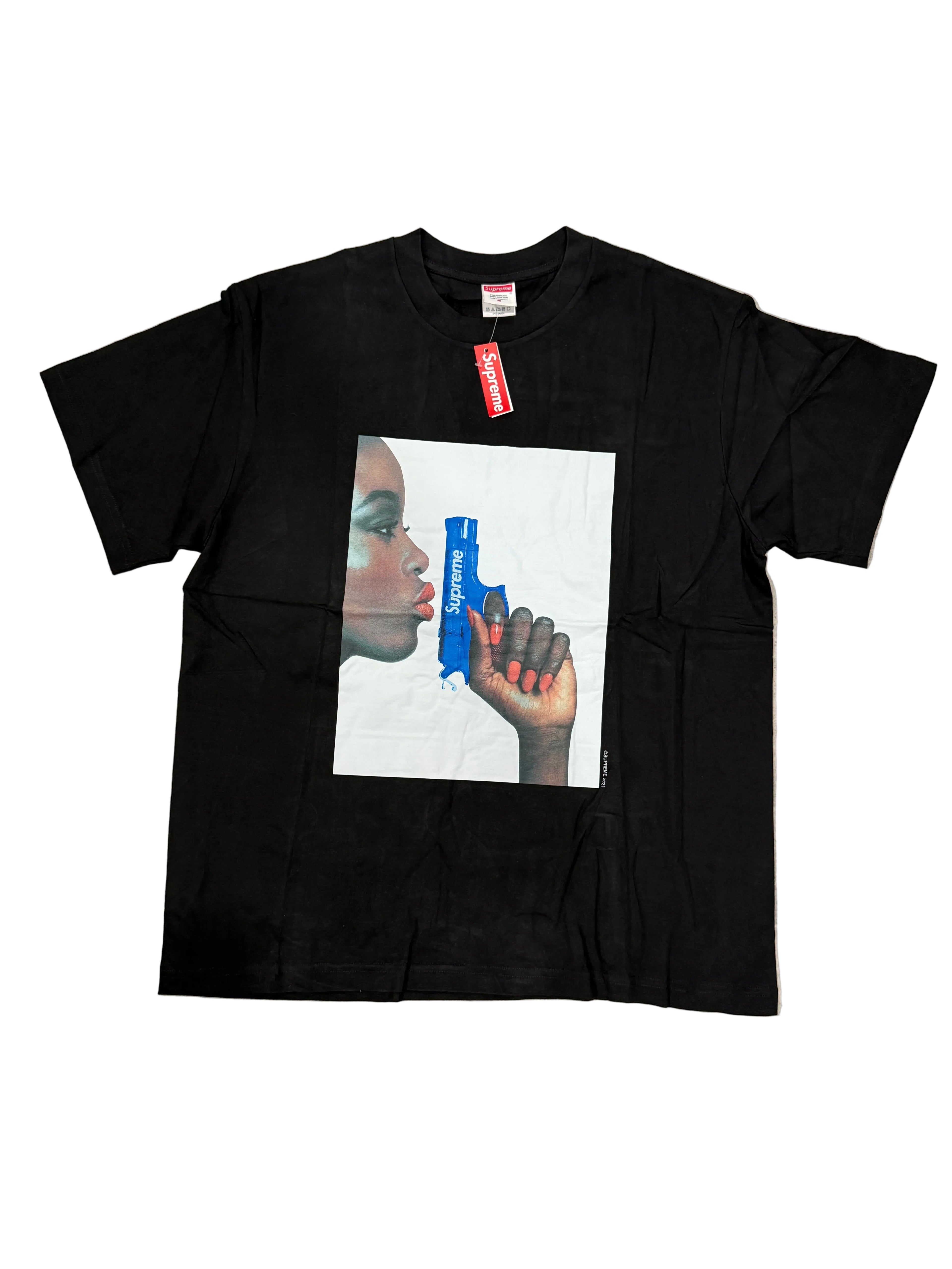 Black Shirt blue Gun